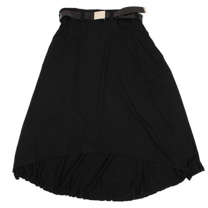 Y's Wool Gabardine Belted Wide Skirt Hem Black Size 3