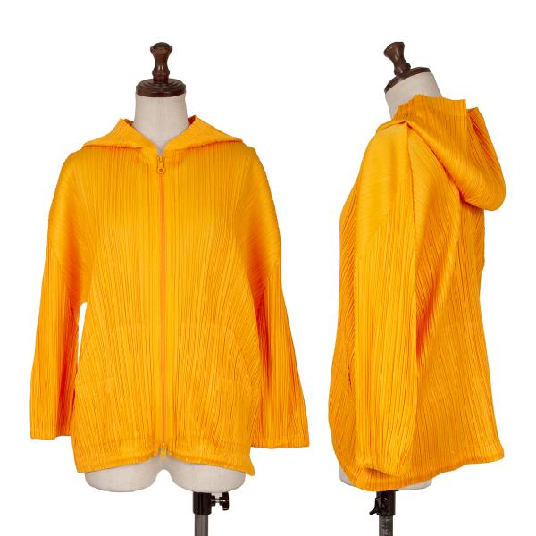 PLEATS PLEASE Pleated Double Zip Hoodie Orange Size 3
