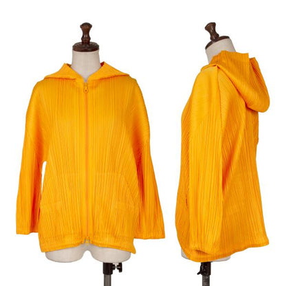 PLEATS PLEASE Pleated Double Zip Hoodie Orange Size 3