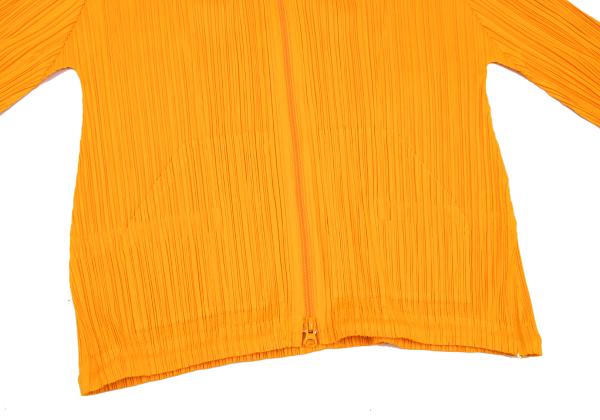 PLEATS PLEASE Pleated Double Zip Hoodie Orange Size 3