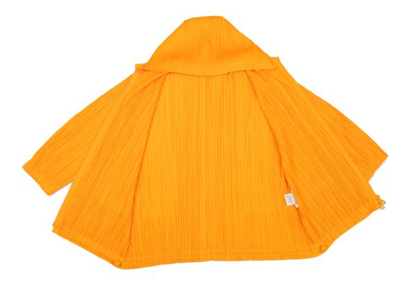 PLEATS PLEASE Pleated Double Zip Hoodie Orange Size 3