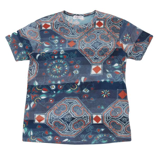 Yohji Yamamoto POUR HOMME Chinoiserie T-Shirt Blue Size 3