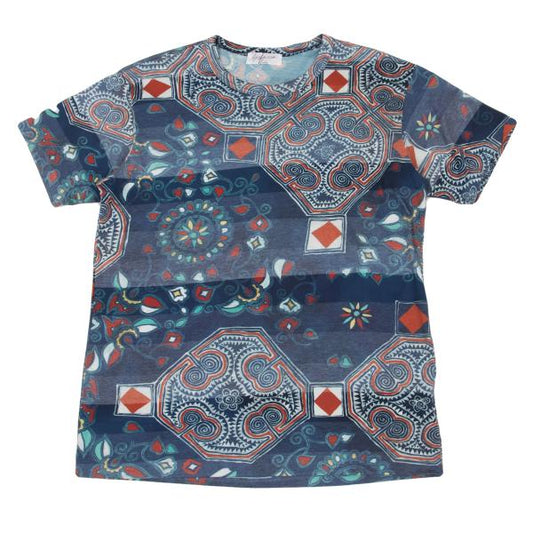 Yohji Yamamoto POUR HOMME Chinoiserie T-Shirt Blue Size 3