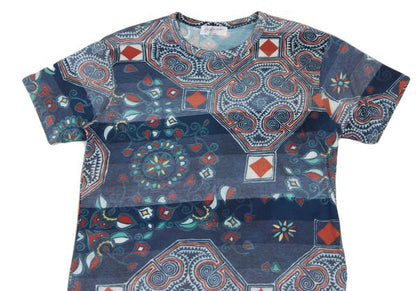 Yohji Yamamoto POUR HOMME Chinoiserie T-Shirt Blue Size 3