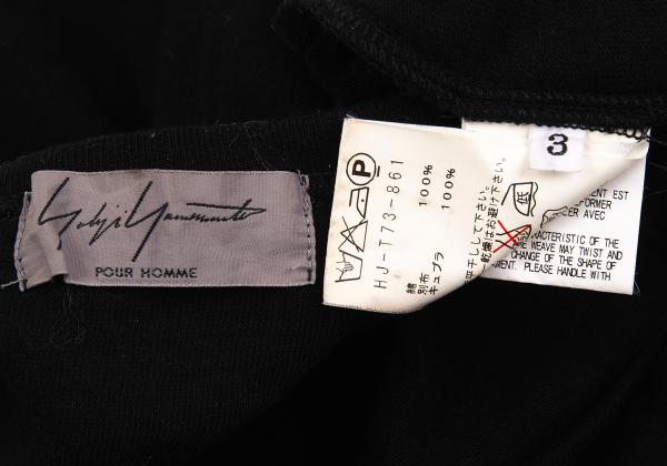 Yohji Yamamoto POUR HOMME Cotton Panel T-Shirt Black Size 3