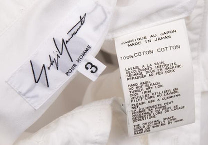 Yohji Yamamoto POUR HOMME Cotton Double Shirt White Size 3