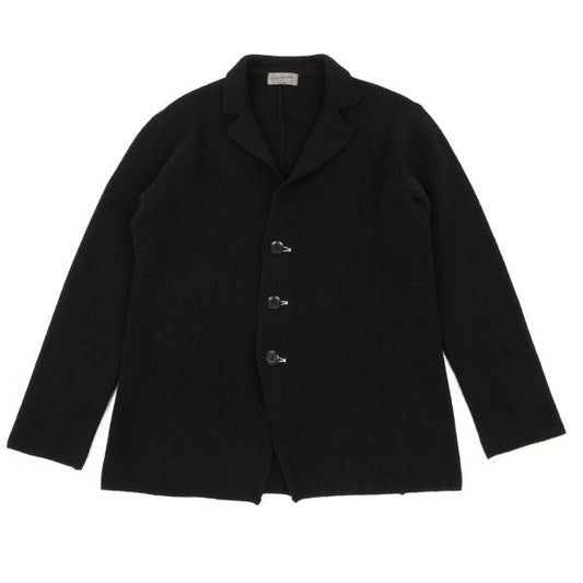 Yohji Yamamoto POUR HOMME 17AW Black Wool Knit Blazer Size 3