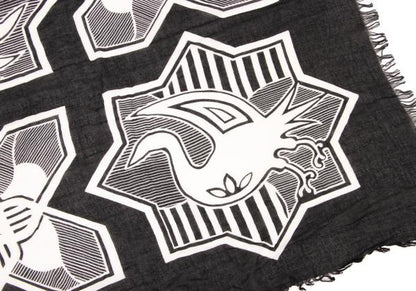 Yohji Yamamoto POUR HOMME Black White Kamon Fringe Scarf