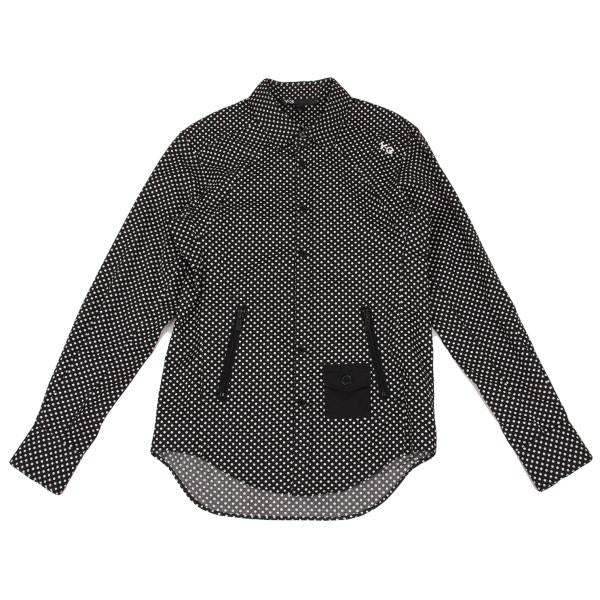 Y-3 Cotton Dot Print Zip Pocket Shirt Black White Size XS