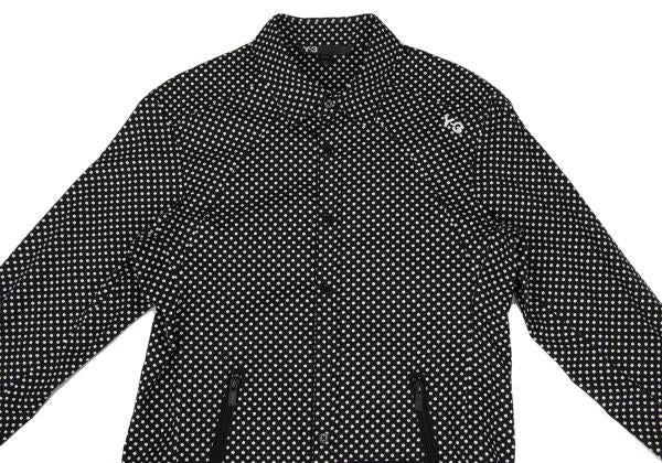 Y-3 Cotton Dot Print Zip Pocket Shirt Black White Size XS