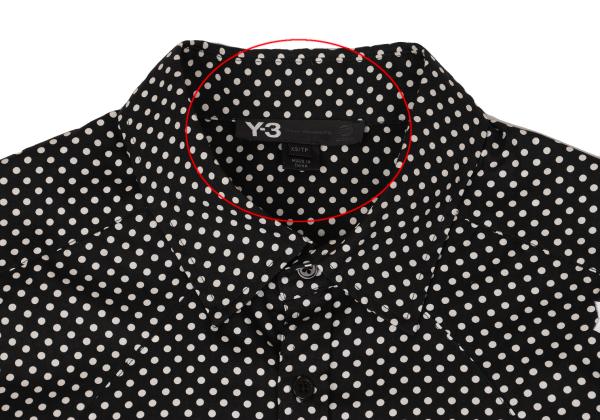Y-3 Cotton Dot Print Zip Pocket Shirt Black White Size XS