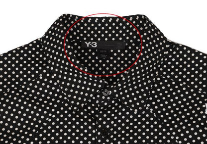 Y-3 Cotton Dot Print Zip Pocket Shirt Black White Size XS