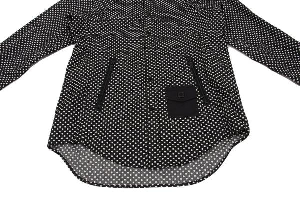Y-3 Cotton Dot Print Zip Pocket Shirt Black White Size XS