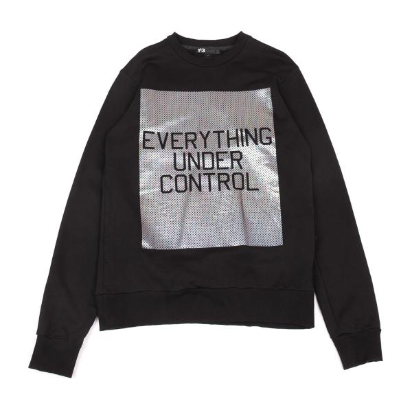 Y-3 Black Square Dot Foil Logo Print Sweatshirt Size L