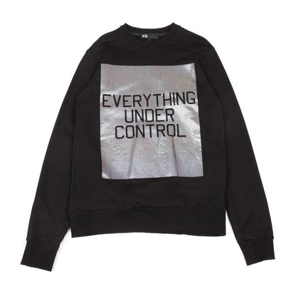Y-3 Black Square Dot Foil Logo Print Sweatshirt Size L