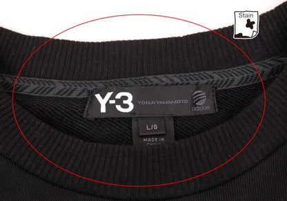 Y-3 Black Square Dot Foil Logo Print Sweatshirt Size L