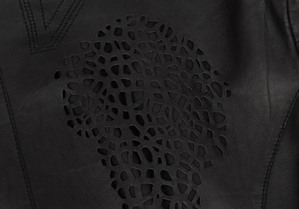 EMPORIO ARMANI Back Cutwork Leather Blazer Black Size 46