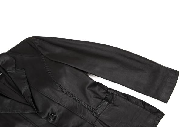 EMPORIO ARMANI Back Cutwork Leather Blazer Black Size 46