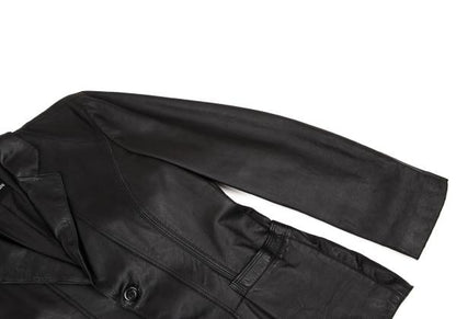 EMPORIO ARMANI Back Cutwork Leather Blazer Black Size 46