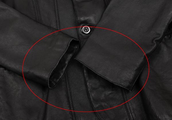 EMPORIO ARMANI Back Cutwork Leather Blazer Black Size 46