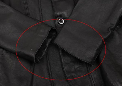 EMPORIO ARMANI Back Cutwork Leather Blazer Black Size 46