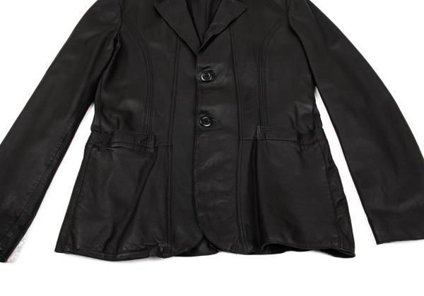 EMPORIO ARMANI Back Cutwork Leather Blazer Black Size 46