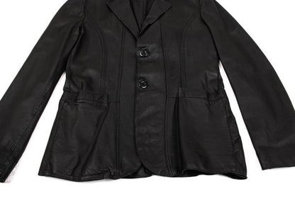 EMPORIO ARMANI Back Cutwork Leather Blazer Black Size 46