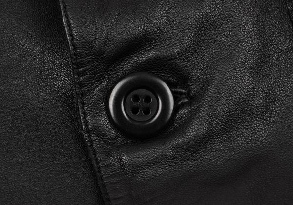 EMPORIO ARMANI Back Cutwork Leather Blazer Black Size 46