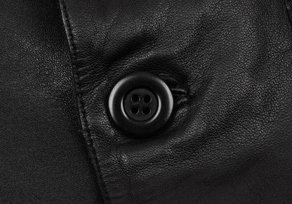 EMPORIO ARMANI Back Cutwork Leather Blazer Black Size 46