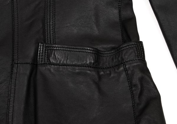 EMPORIO ARMANI Back Cutwork Leather Blazer Black Size 46