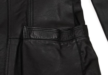 EMPORIO ARMANI Back Cutwork Leather Blazer Black Size 46