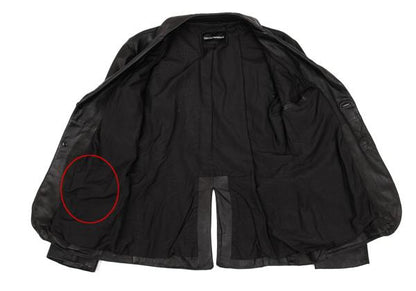 EMPORIO ARMANI Back Cutwork Leather Blazer Black Size 46