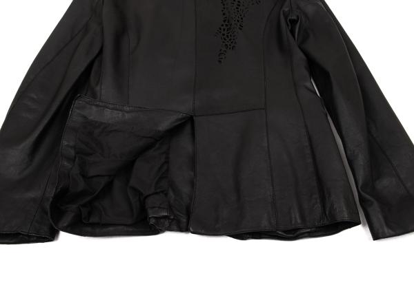 EMPORIO ARMANI Back Cutwork Leather Blazer Black Size 46