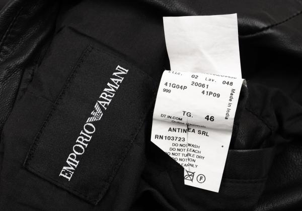 EMPORIO ARMANI Back Cutwork Leather Blazer Black Size 46