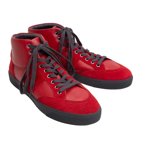 ARMANI COLLEZIONI Red Suede Panel Leather Sneakers Size 28cm