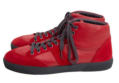 ARMANI COLLEZIONI Red Suede Panel Leather Sneakers Size 28cm