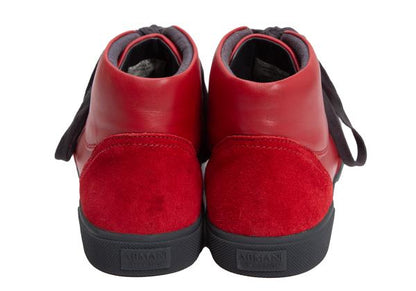 ARMANI COLLEZIONI Red Suede Panel Leather Sneakers Size 28cm