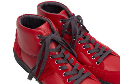 ARMANI COLLEZIONI Red Suede Panel Leather Sneakers Size 28cm