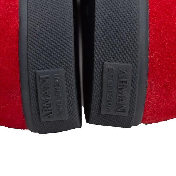 ARMANI COLLEZIONI Red Suede Panel Leather Sneakers Size 28cm