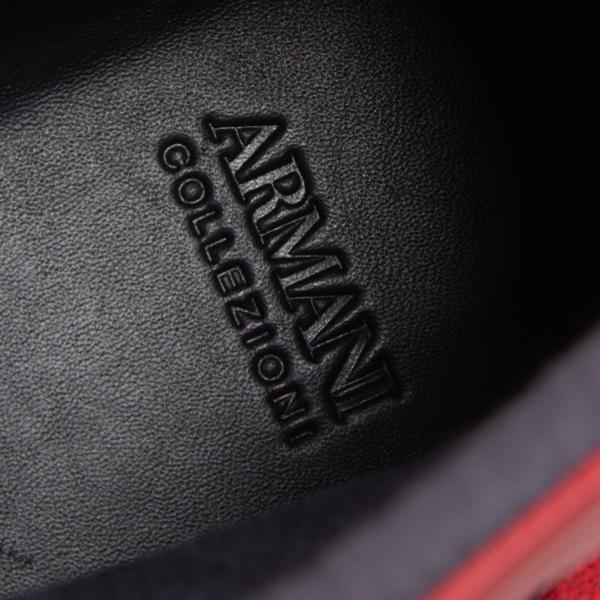 ARMANI COLLEZIONI Red Suede Panel Leather Sneakers Size 28cm