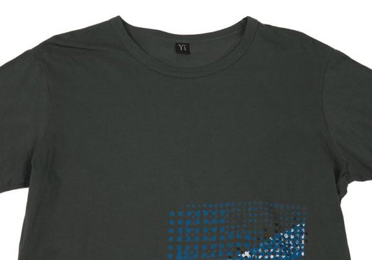 Y's 20AW Cotton Logo Pigment Print T-Shirt Blue Size 2