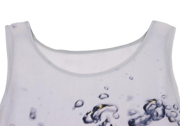 Y's 13SS Cupro Water Print Flare Tank Top Light Blue Size 1