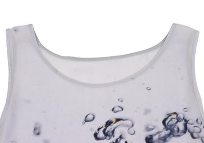 Y's 13SS Cupro Water Print Flare Tank Top Light Blue Size 1