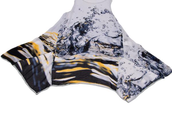 Y's 13SS Cupro Water Print Flare Tank Top Light Blue Size 1