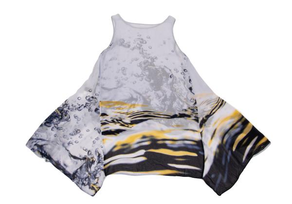 Y's 13SS Cupro Water Print Flare Tank Top Light Blue Size 1