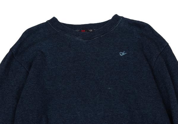 45rpm 45R Indigo Dye One Point Logo V-Neck Sweatshirt Size 5