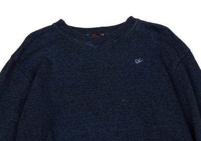 45rpm 45R Indigo Dye One Point Logo V-Neck Sweatshirt Size 5