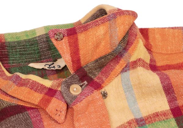 45rpm 45R Colorful Check Flannel Shirt Red Multi Size 3