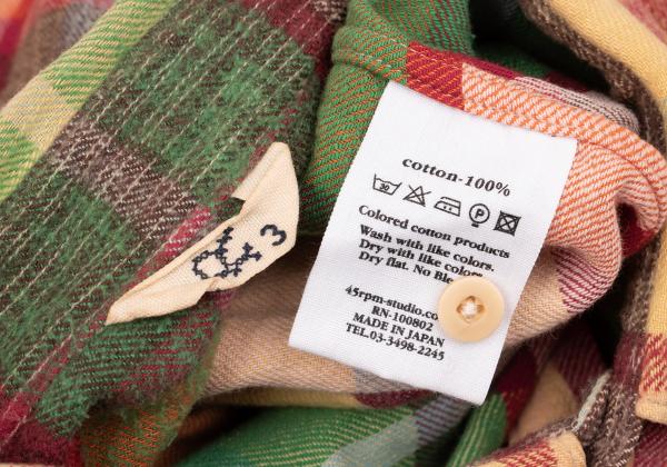 45rpm 45R Colorful Check Flannel Shirt Red Multi Size 3