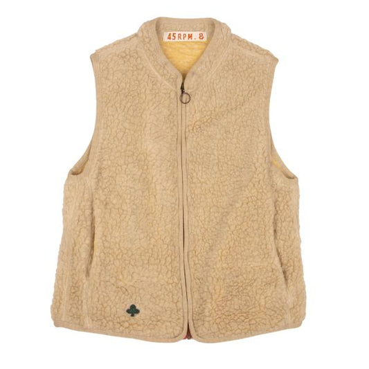 45rpm& Beige Wool Blend Boa Fleece Zip Up Vest Size 3